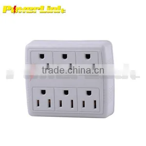 H60034 6 Way Electrical Outlet Wall Plug / Power Strip, UL Listed, Six Socket Splitter thumbnail-1