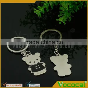 1 Pair of Cartoon Bear Couple Style Pendant Metal Keychain Key Ring Silver Hanging Ornament thumbnail-5