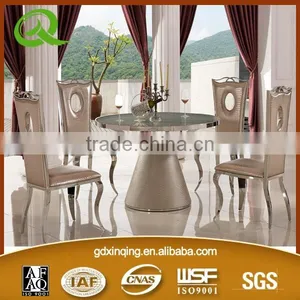 TH379 Modern Stainless Steel Cheap Round Glass Cafe Table Chair Set thumbnail-1