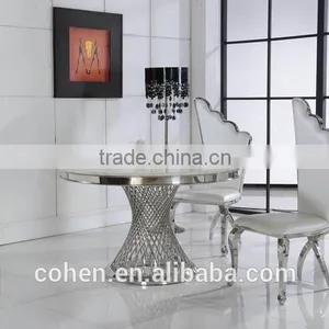2016 Hot Sale Stylish Design Marble Top Dining Table and Chairs/stainless Steel Furniture Dining Table Set for Restaurant thumbnail-4
