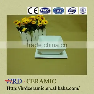 Wholesale China Cheap Stocked White Porcelain Ceramic Soup Bowl With Dish thumbnail-1