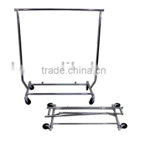 Single Bar Rolling Collapsible Garment Rack thumbnail-1