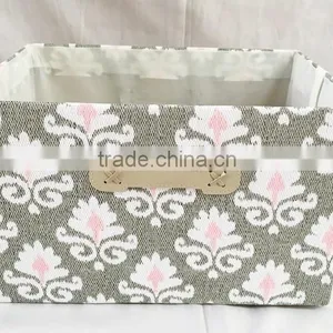 Household Decorative Foldable Paper Cloth Basket With Handle thumbnail-2