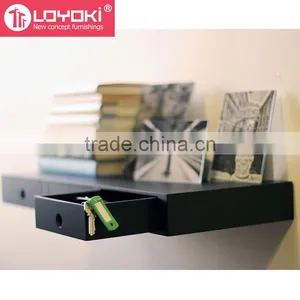 New Design MDF Wood Organizer Wall Decoration Floating Wall Mounted Multipurpose Floating Shelf With 3 Drawers thumbnail-4
