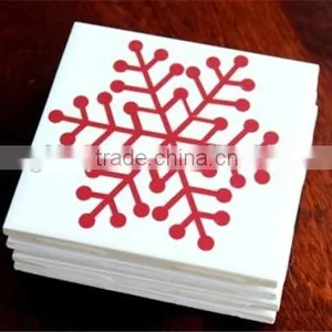 2017 Christmas Wooden Red Snowflake Coaster for Home Decor Made in China thumbnail-1