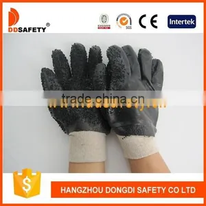 DDSAFETY Hot Sale Black PVC Rough Finished Only On Palm Gloves thumbnail-1