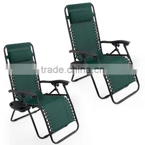 2 Pack Metal Pool Folding Green Anti Gravity Chair With Cup Holder thumbnail-1