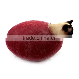 Cat Bed, House, Cave, Nap Cocoon, Wool Felt Handmade Large thumbnail-1