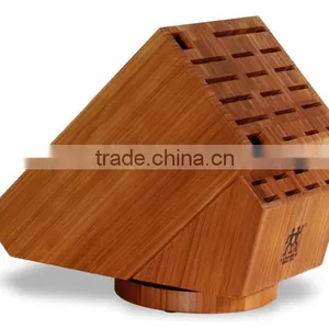 Rotating 24- Slots Solid Bamboo Knife Block, Stand, Holder thumbnail-1