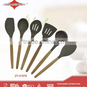 Colorful Silicone Kitchen Utensils With Wood Handle thumbnail-1