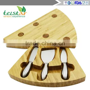 Manufacturers Selling Green Bamboo Cheese Plate of Cheese Knife Chopping Block thumbnail-1