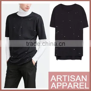 Paint Splatter T-shirt With Round Neck Short Sleeves Fancy Design Casual Bottom T-shirt For Autumn thumbnail-1