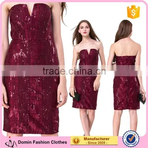 2017 Latest New Ladies off Shoulder Midi Party Fashion Short One Piece Sequin Dress Pattern Design thumbnail-1