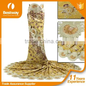 Wax Mix Lace Fabric African Dutch Wax Ankara Wax With Lace For Party BLW012 thumbnail-1