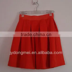 2016 Ladies Orange and Pink Plain Dyed Pleated Skirt for Summer thumbnail-1