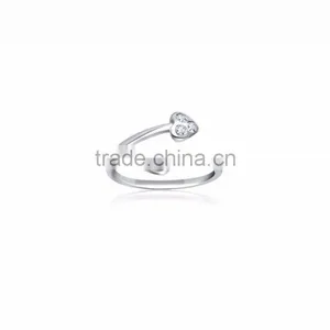 Silver Plated Fancy CZ Studded Heart Ring thumbnail-1