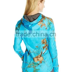 Latest Women Lightweight Camo Sweatshirt Zip Pullover Hoodies Sweatshirts Wholesale Organic thumbnail-3