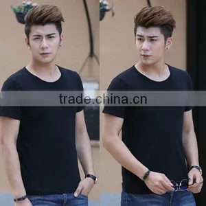 New White Black Round Neck Mens Short Sleeve Casual Wholesale T Shirt , Skin Tight thumbnail-1