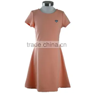 Simple Short Sleeve Polyester Cotton Frocks Design Dress for Girl thumbnail-1