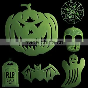 Glow in Dark Luminous Fluorescent Halloween Party Hanging Decoration Plastic Skull Tomb Ghost Hanging Decoration thumbnail-1