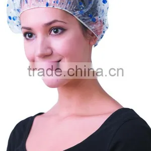 High Quality Plastic Waterproof Disposable Printing Shower Cap thumbnail-1