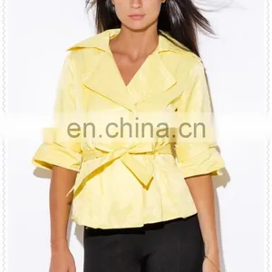 High Quality Lady Yellow Double Breasted Half Sleeve Jacket Nepal Low Price thumbnail-2