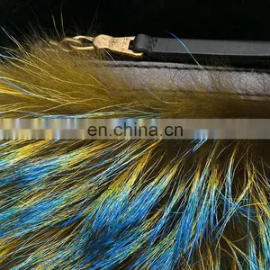 Classy Ladies Colorful Fox and Black Rabbit Fur Shoulder Bag thumbnail-5