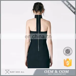 Womens Sleeveless Tight Plain Black Mini Skirt thumbnail-2