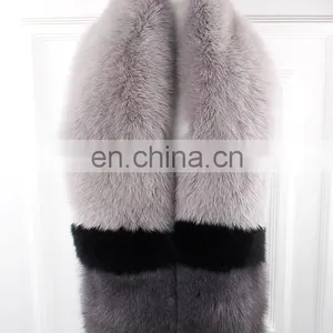 New Style Large Grey Fox Fur Scarf Real Fox Fur Shawl Cape For Lady thumbnail-3