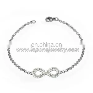Cheap Wholesale Stainless Steel Infinity Women's Wedding Bracelets With CZ Jewelry Gifts thumbnail-6