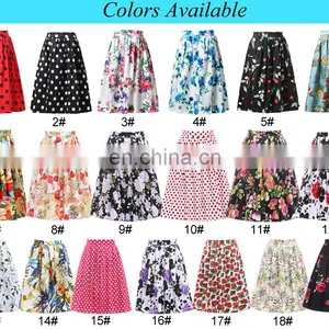 Grace Karin Women Pleated Vintage Cotton Floral Print Skirt CL6294-19 thumbnail-5