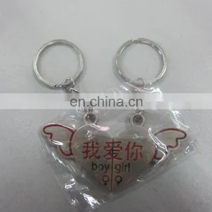 Personalized Human Red Heart Shaped Meta Keychain for Couple thumbnail-4