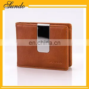 Faddish New Products Customized Top Grain Genuine Leather Money Clip Wallet for Euros Wholesale thumbnail-3