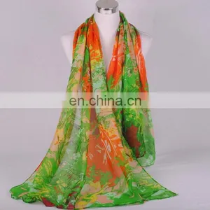 Hot Selling Fashion Printing Multicolor Lady Beach Chiffon Scarf thumbnail-5
