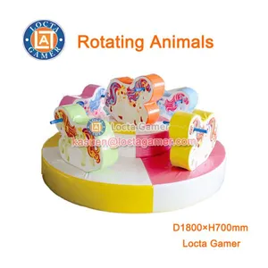 Zhongshan Amusement Park Equipment Indoor Kidsland Carousel Rotating Animal Play Center Soft Playground Merry go Round thumbnail-1