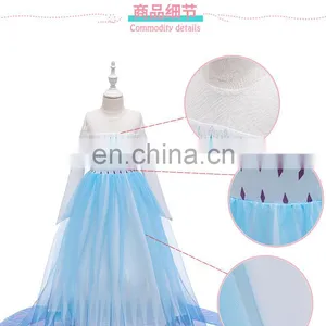 New Snow Queen Anna Elsa 2 Christmas Dress Kids Halloween Carnival Elsa Costume Girls Crystal Light Blue Long Sleeve Elsa Dress thumbnail-4