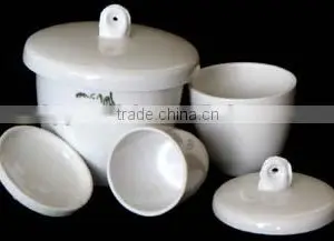 Laboratory Porcelain:Special Ceramic Porcelain Crucibles,medium Wall With Lid,glazed thumbnail-3