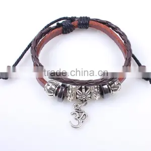 Hot Selling Handmade Braided Leather Charm Bracelet thumbnail-1