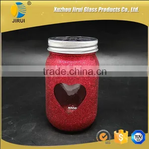 450ml Lovely Round Shape Colored Glass Mason Jar thumbnail-1