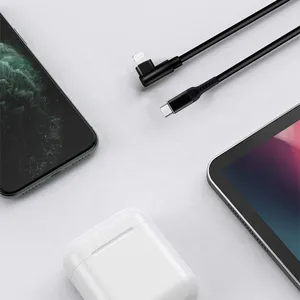 USB C to Lightning Cable Right Angle 3.3ft Ideal for Playing Games IPhone 90 Degree Fast Charging Cable for IPhone 13 Pro Max thumbnail-5