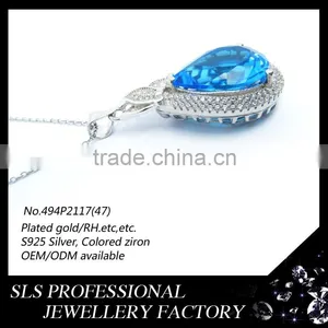 Wholesale Charm Pendant 925 Silver Jewelry Pendant for Women Roman Aquamarine Jewelry Pendant thumbnail-3