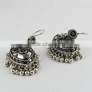 Excellent Oxidized 925 Sterling Silver Earring, Sterling Silver Jewellery, Indian Silver Jewellery thumbnail-3