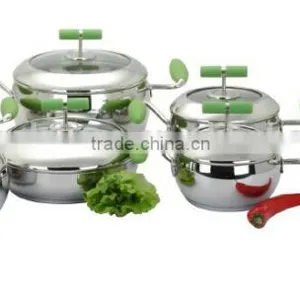 Apple Shape Stainless Steel Kitchen Sets Sola Ware With Induction Base and Colorful Silicone Handle thumbnail-1
