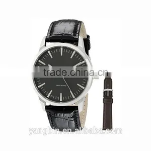 2015 Hot Selling Men Stainless Steel Leather Band Factory Watch thumbnail-1