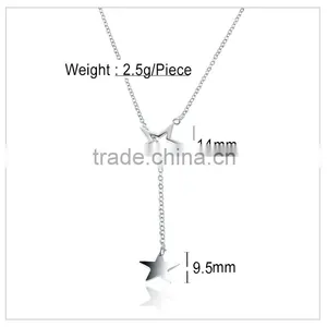 Anniversary Sterling Silver Personalized Double Star Fancy Long Chain Necklace thumbnail-6