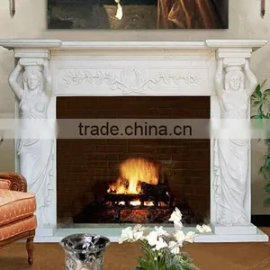 White Antique Hand Made Stone Fireplace Mantel thumbnail-1