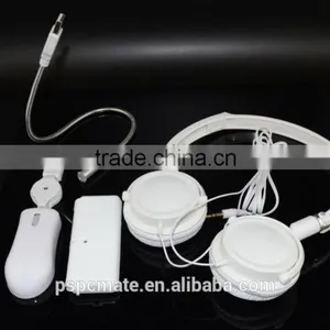 White Color Computer Accessories Gift Set -usb Led Light/mini Mouse/usb Hub/heaphone thumbnail-5