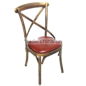 Antique Bronze Metal Cross Back Dining Chair thumbnail-2
