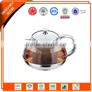 Antique Stainless Steel Glass Tea Kettle thumbnail-1