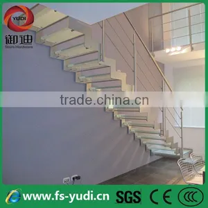 2016 Modern Interior Double Stringer Glass Straight Led Stairs Supplier --YUDI thumbnail-3